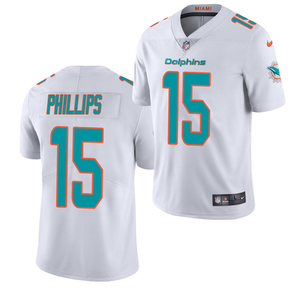 Men's Miami Dolphins #15 Jaelan Phillips White NFL 2021 Vapor Untouchable Limited Stitched Jersey Men's Miami Dolphins #15 Jaelan Phillips White NFL 2021 Vapor Untouchable Limited Stitched Jersey